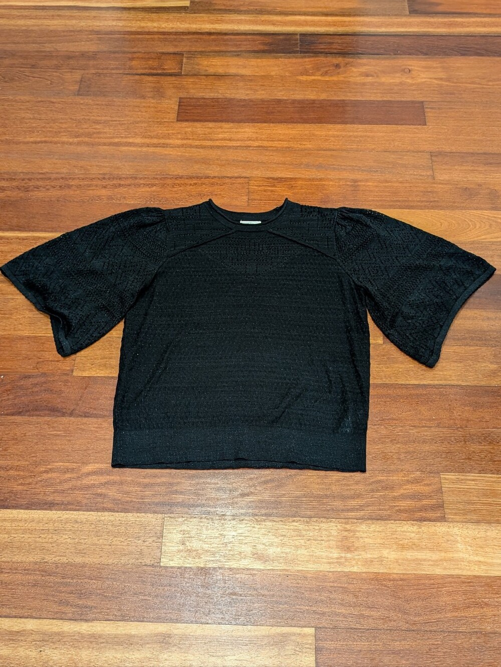 FatFace Black Puff-Sleeve Short Sleeve Knit Top